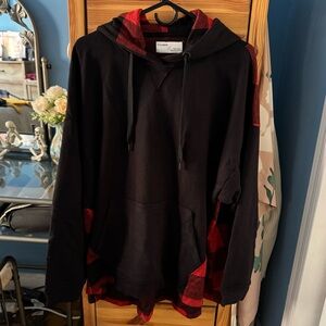 Black and Red Buffalo Plaid Oversized Long Sleeve Hoodie